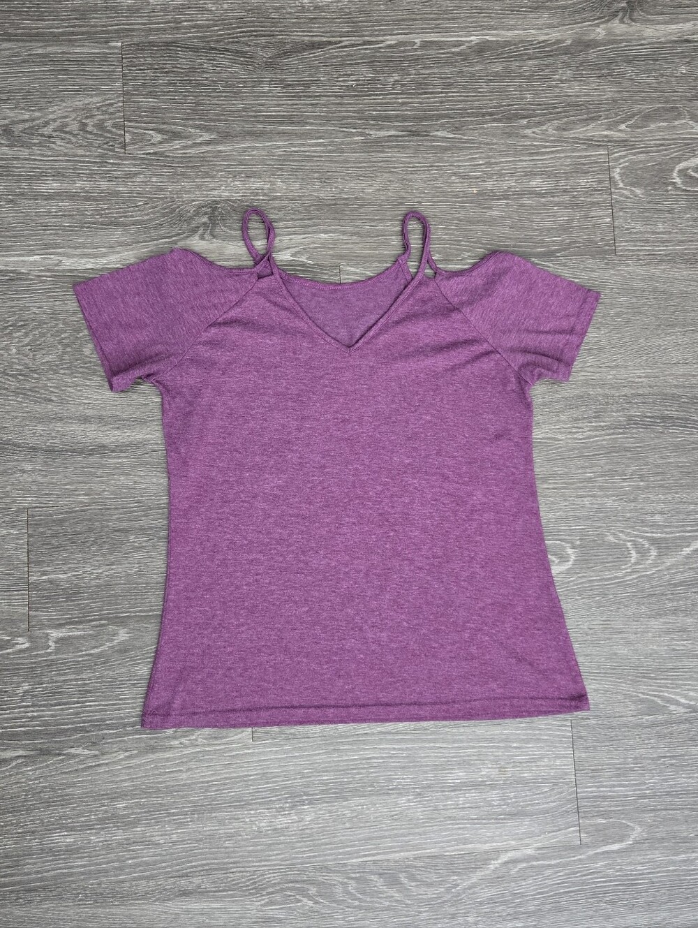 Women's Purple Cold-Shoulder V-Neck Top